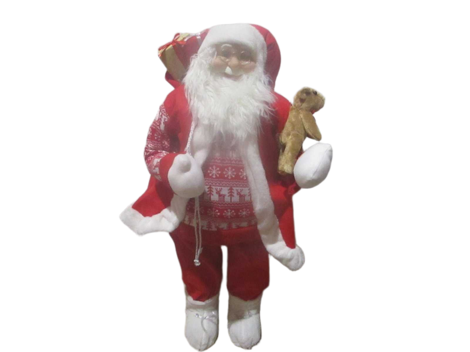 Christmas Man Bear+christmas Gift , Red Cloths,cloth+pvc Red+white Line H120cm