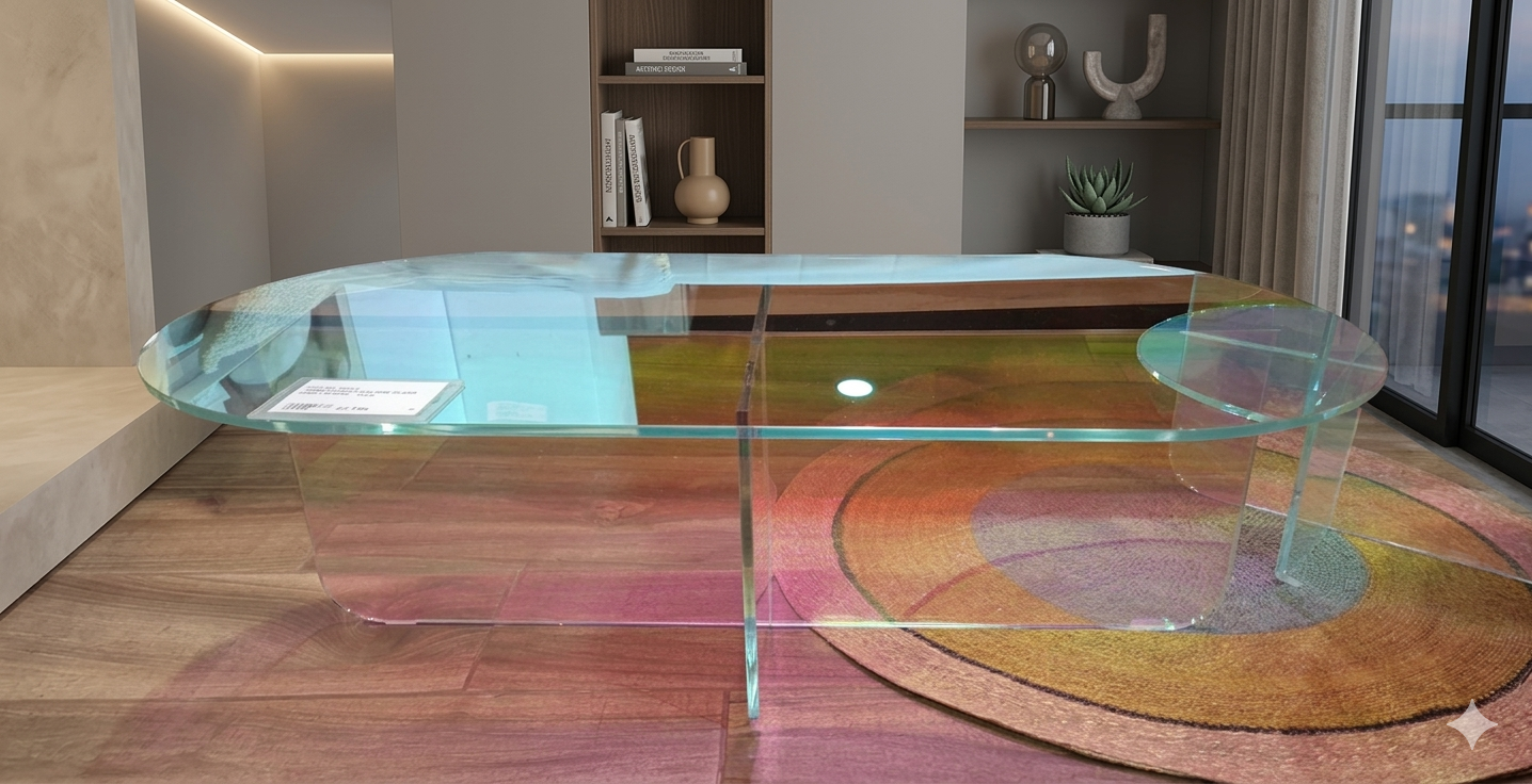 Coffee Table 10mm Rainbow Colour Glass