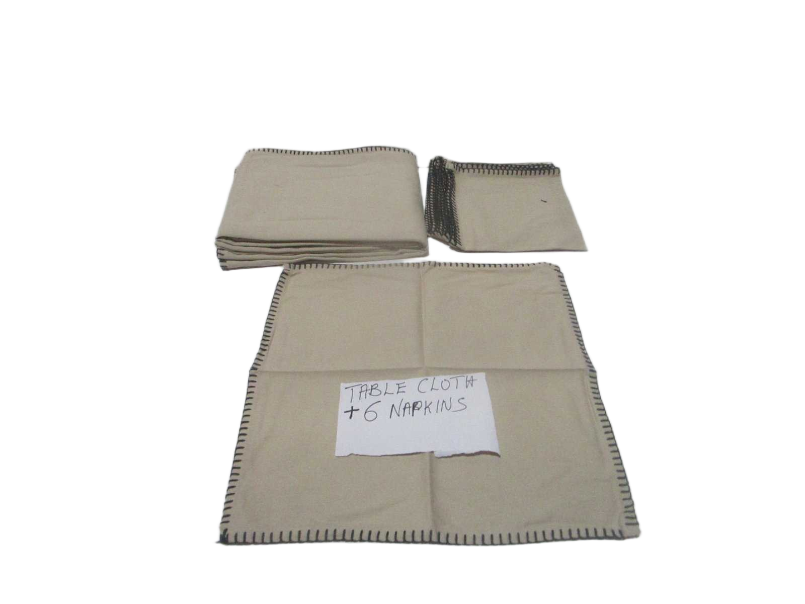 Table Cloth W 6 Napkin 40x40 100% Cotton 160 Gsm With Bordure Blanket Ribbon Insert Card And Polybag 250x150 Da