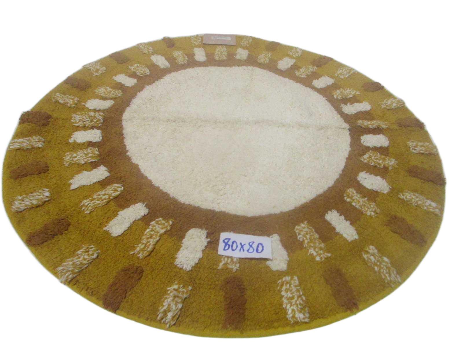 Round Carpet Cotton Tuffed Without Laces Latex Backing 1700 Gsm Vcp/Bm/102698 80x80