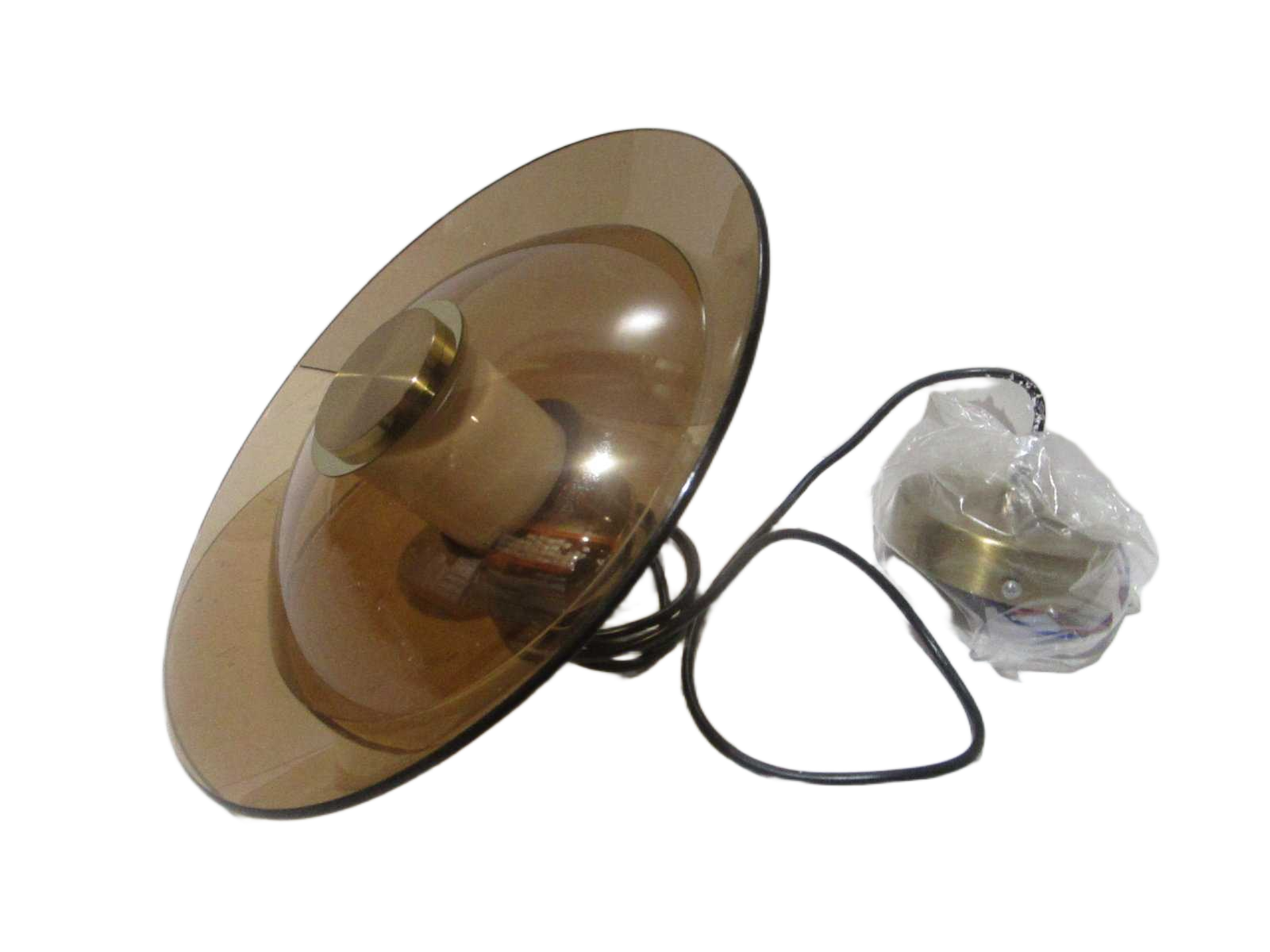 Pending Lamp, Led 12w Metal Gold + Glass Amber