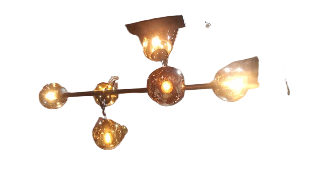 Pendant Lamp Rectangular Base - Wit 6 Lights + Lights Bulbs 8463 X 6