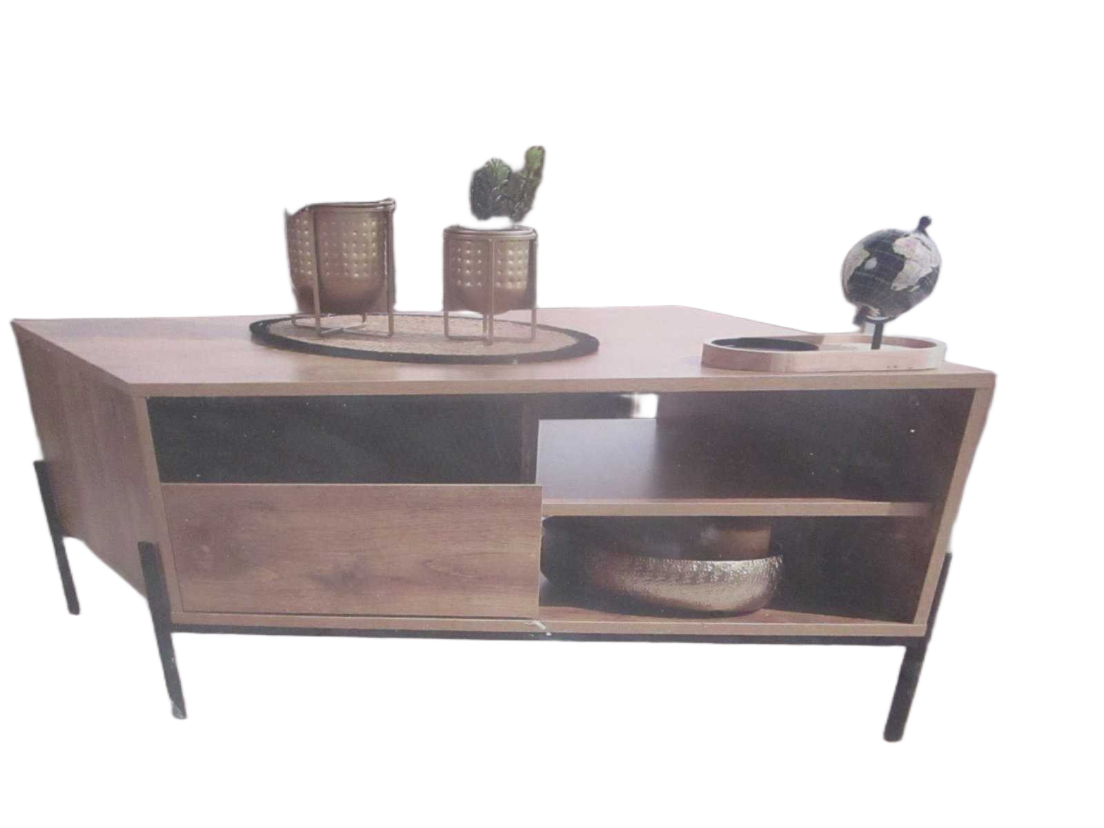Coffee Table Helio With 1 Drawer And 2 Niches Metal Feet 100x55xh45cm