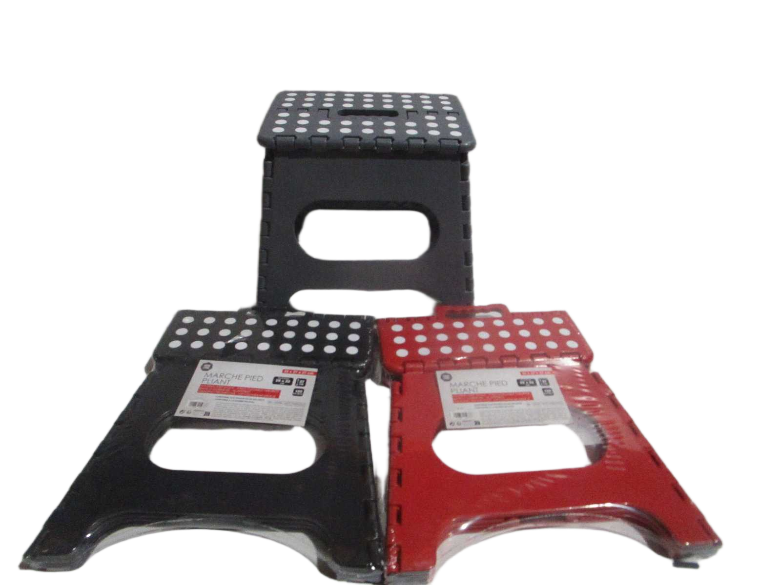 Step Stool Foldable 3 Assorted Colors Black/Grey/Red 33x27xh27cm On Display