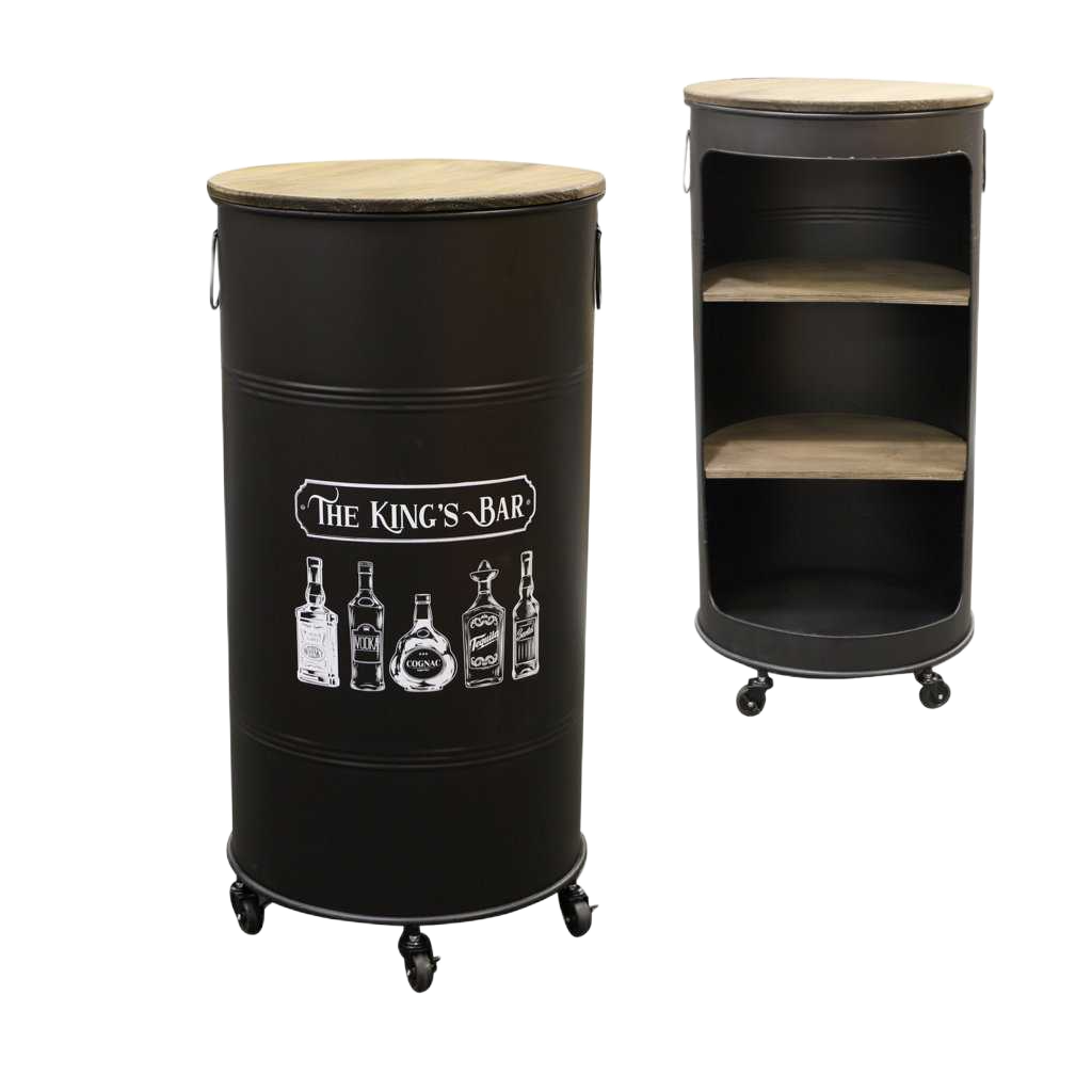 Bar Can Loft & Metal With Wheels Diam 50cm X H100cm