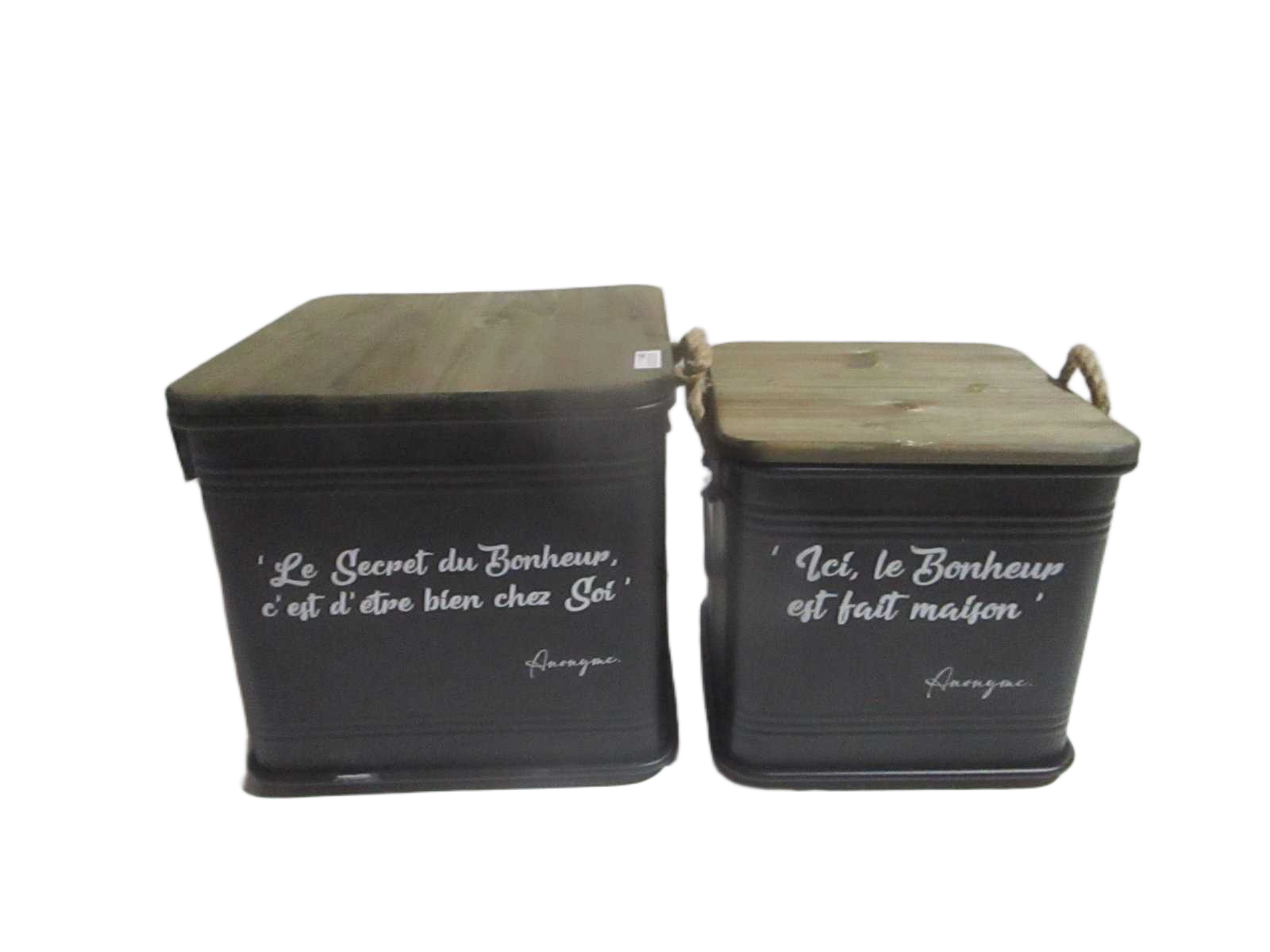 Box Tables Loft & Metal Set Of 2 Metal With Black Rope Foot And Handle