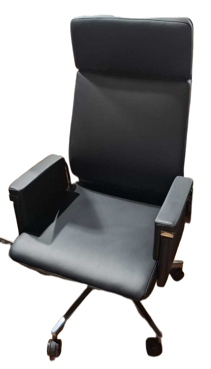 High Back Office Chair, Pu Synchronized Mechanism 4 Positions Locked Aluminum Base 700mm Tuv Class4 Chrome Gas Lift +pu Castors Black Al503-3061w*65d*113-121h