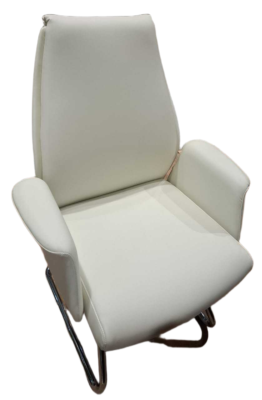 Visitor Chair, Pu Iron Chrome Cream Al503-2671.5w*67d*105h