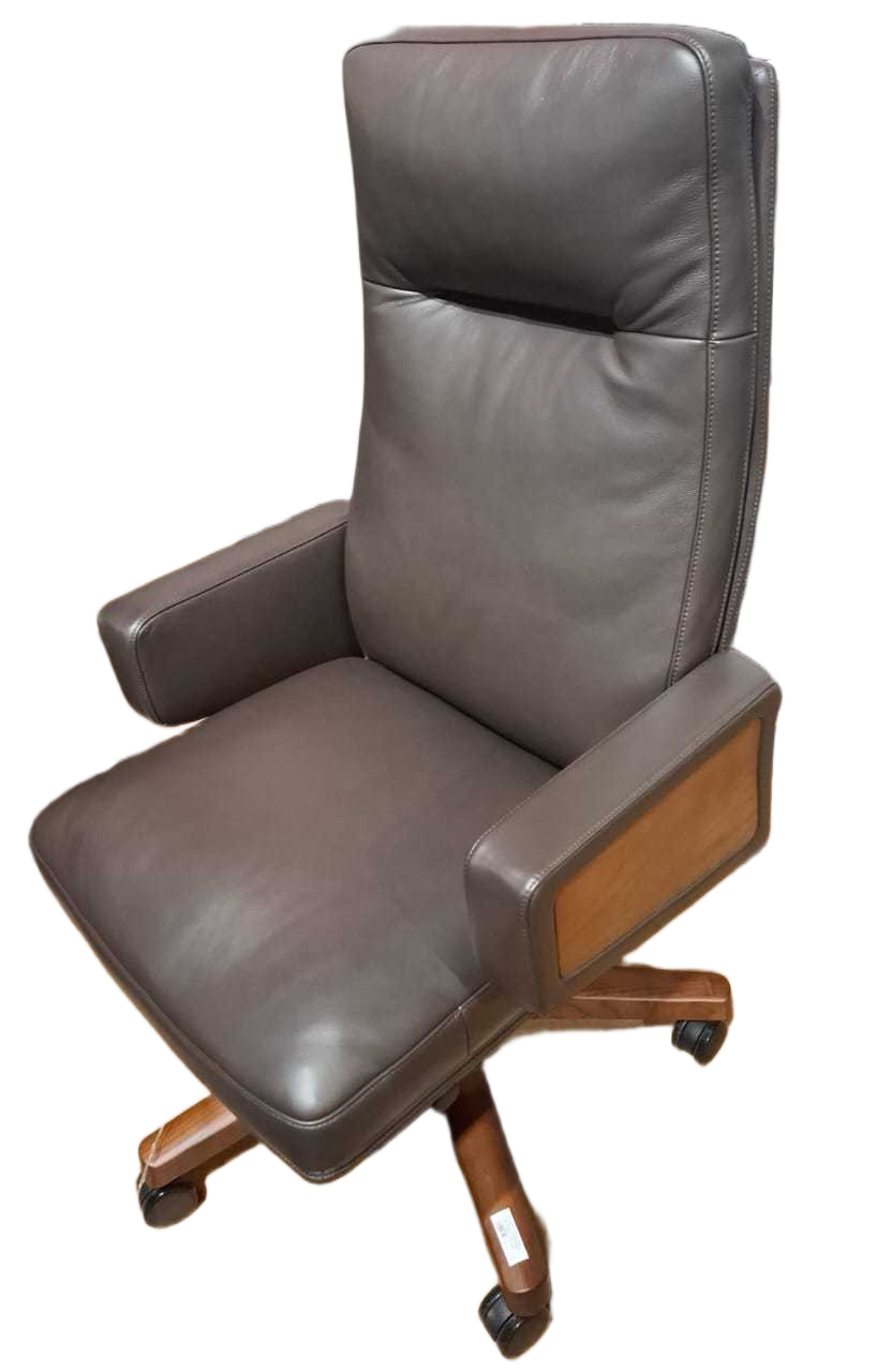 High Back Office Chair Leather W Synchronized Mechanism 4 Positions Lockedmnd6610 Brown 68*69*118.5