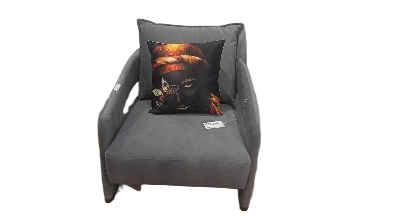 Arm Chair Mohair-450 Dk Grey Faric, With Pillow 83x82x69