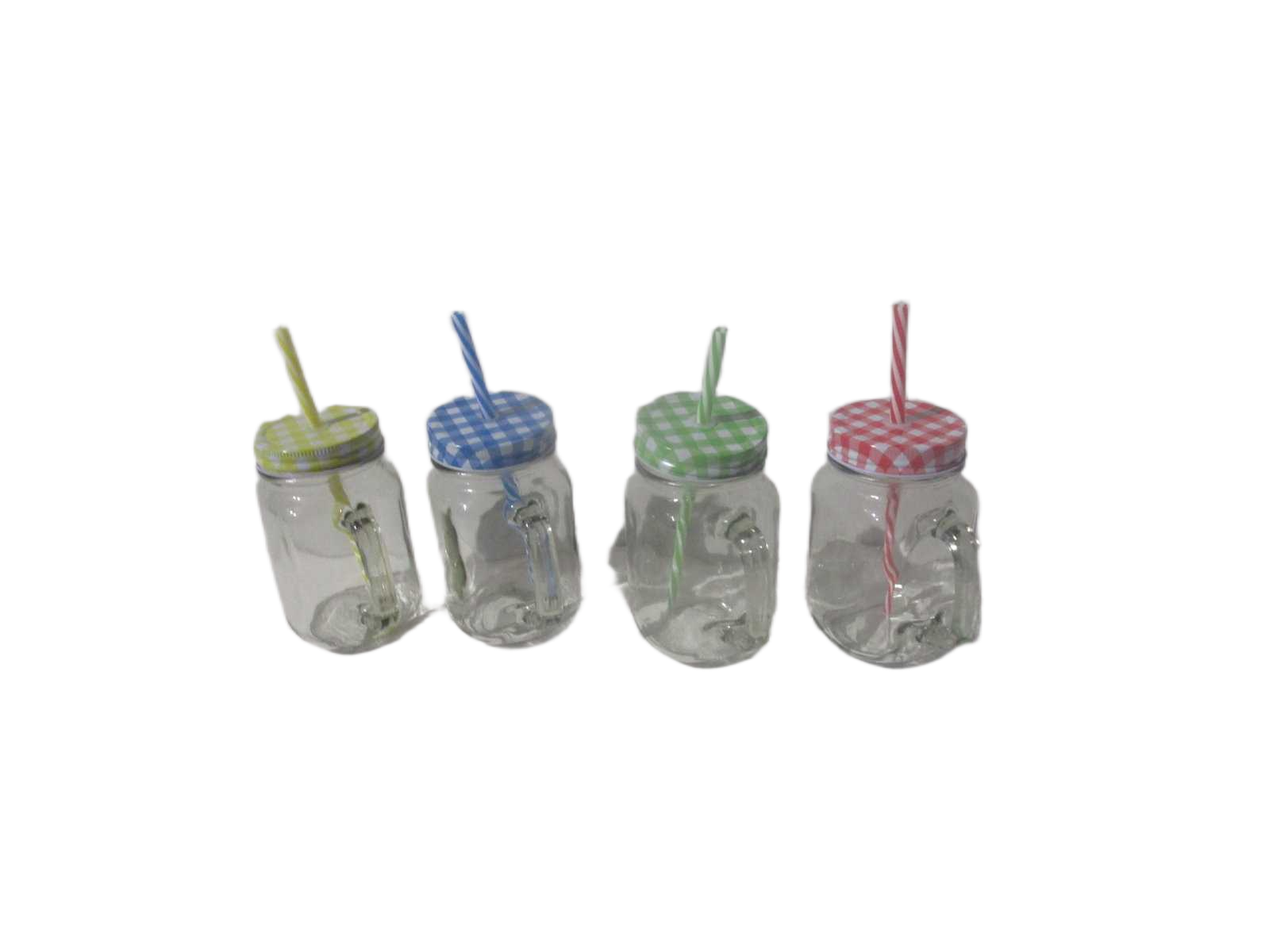 Cup Transparency Glass Masone , Cover And Pipe Blue+yellow+green+red 450ml