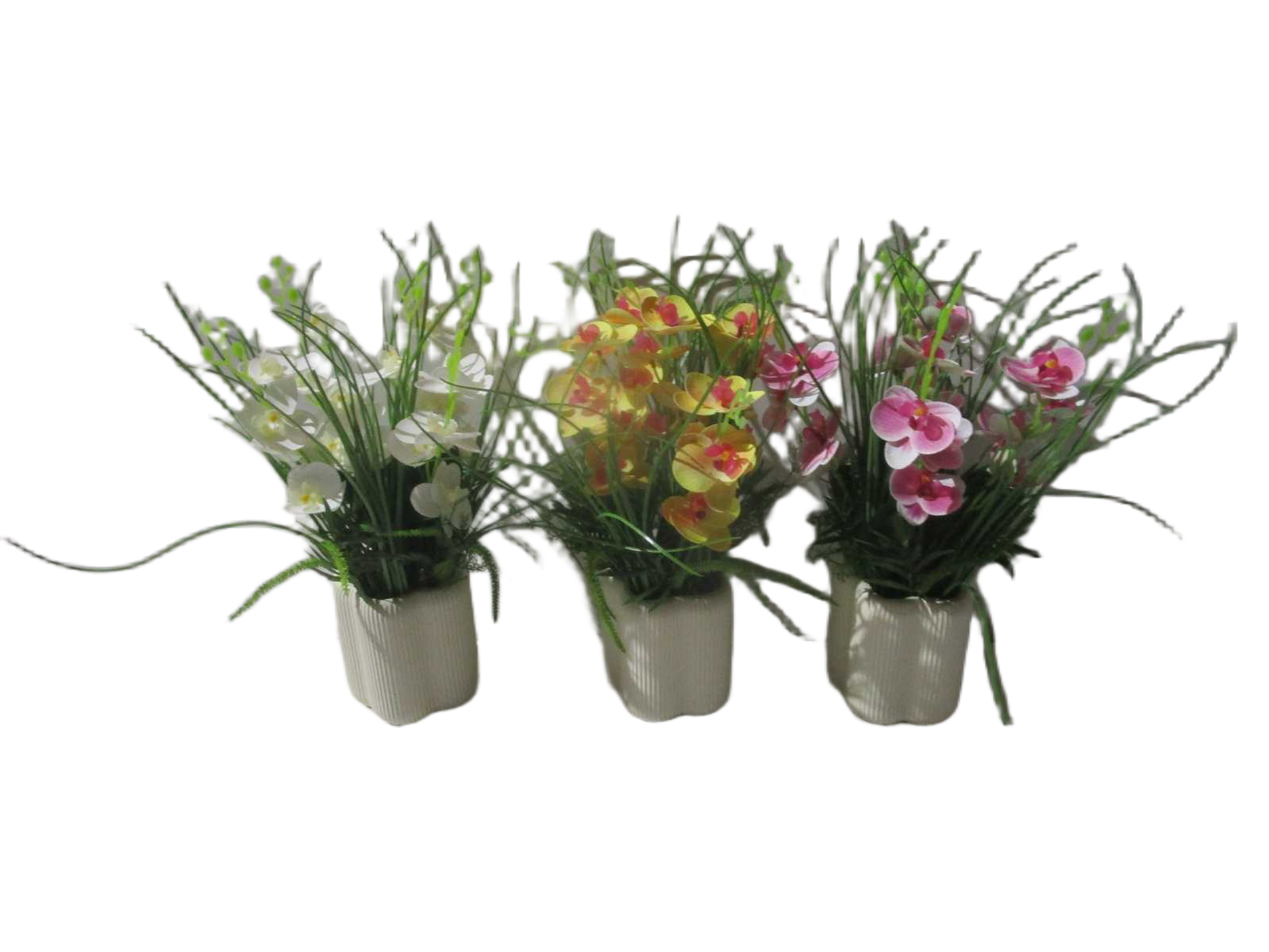 Artificial Plant With Beige Plastic Pot 3 Type Ass Packing: Paper Box3 Type Ass Pink/White/Yellow 46cm