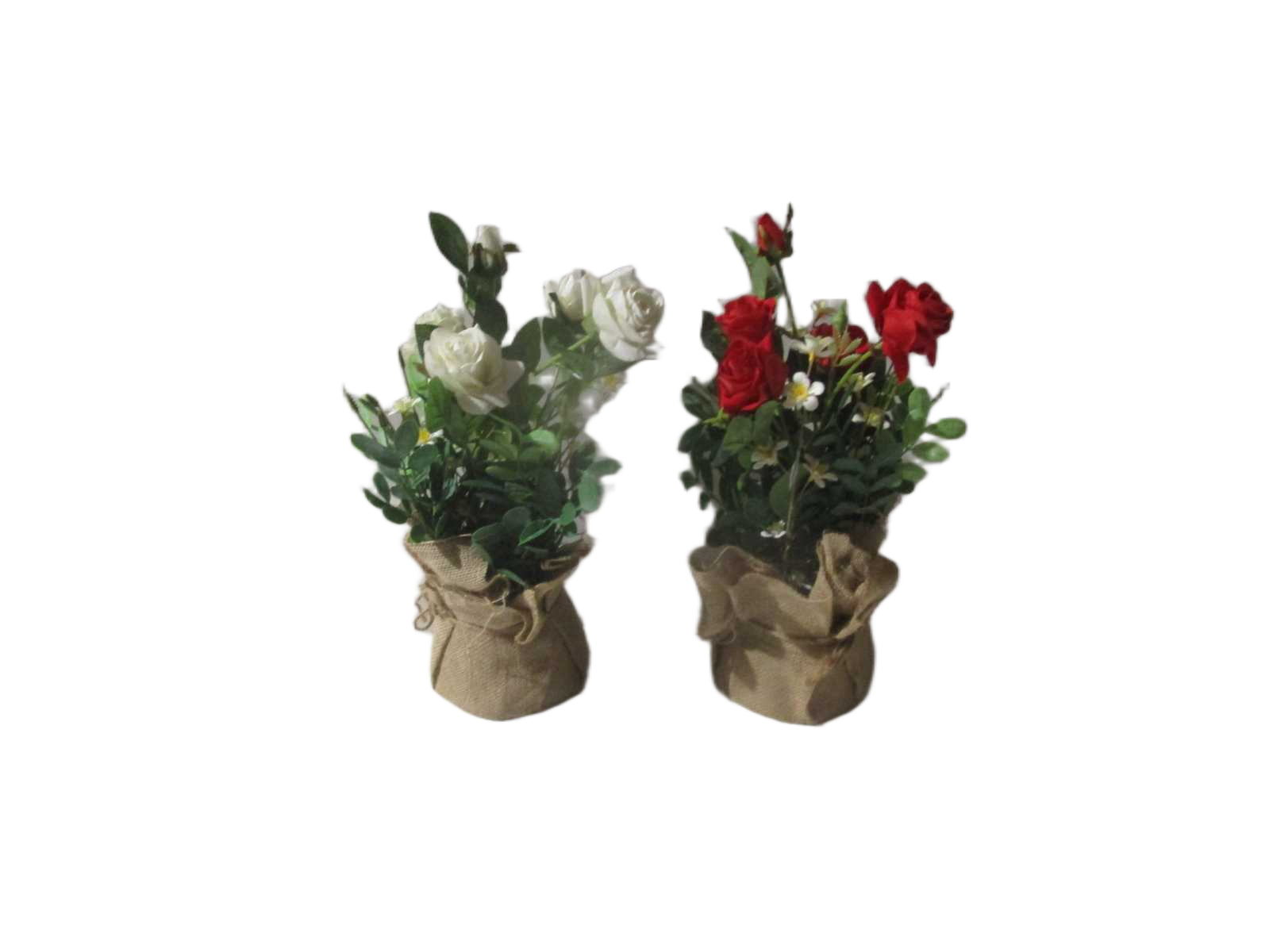 Artificial Plant With Transparent Plastic Pot 2 Type Ass Packing: Paper Box2 Type Ass Red/White 42cm