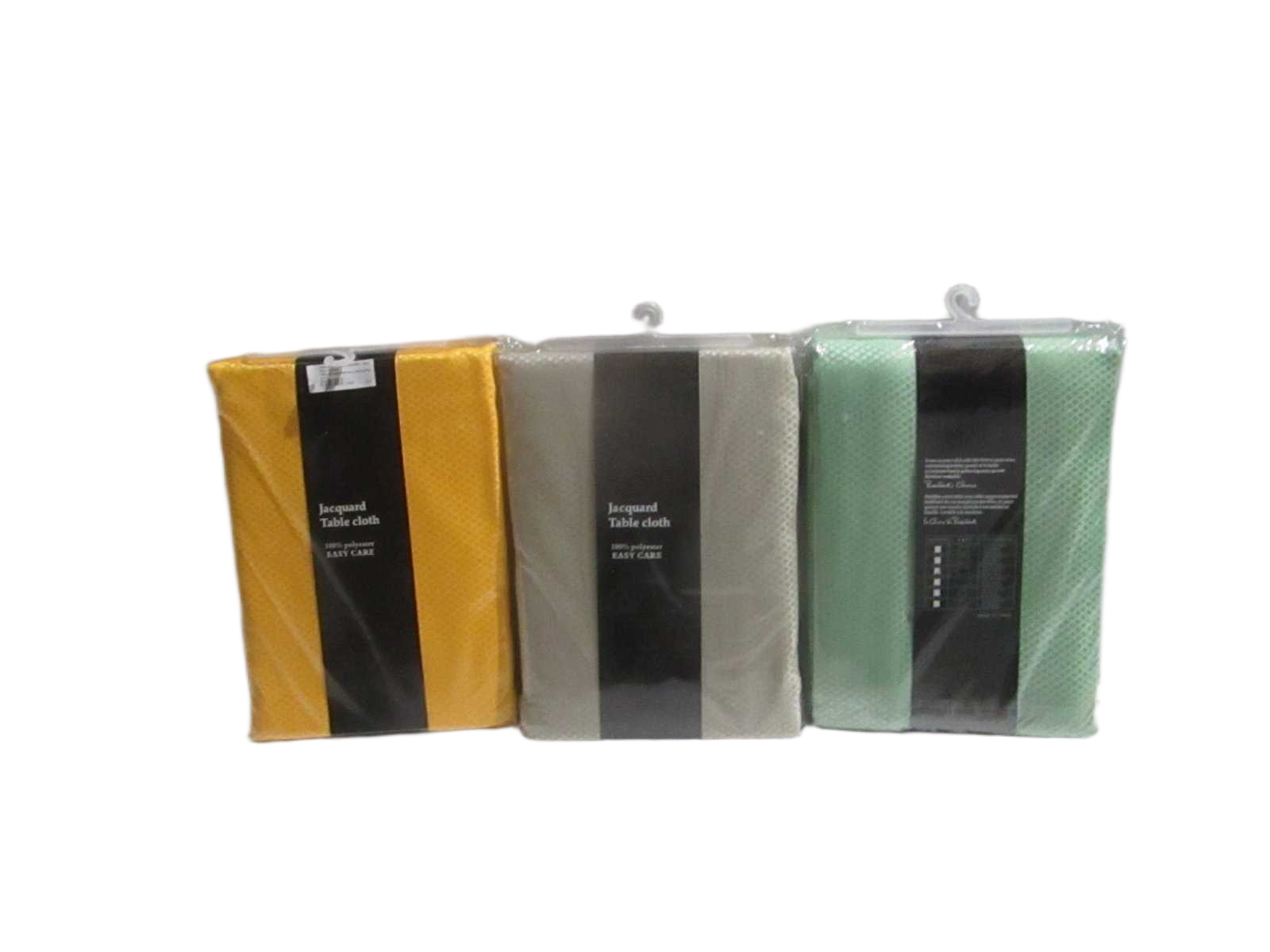 Table Cloth Jacquard , 100% Polyester 180g/M2(Green/Yellow/Taupe) 3col /Assgreen/Yellow/Taupe3col /Ass 153x259
