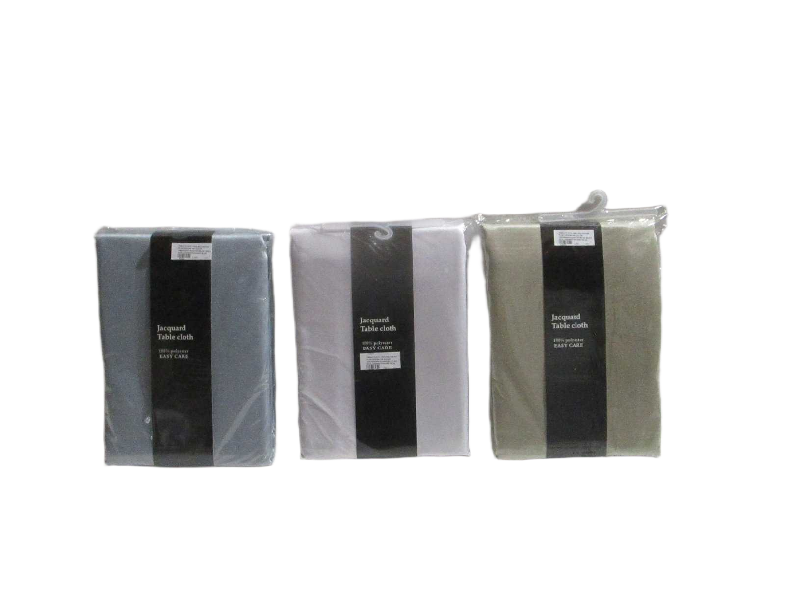 Table Cloth, 100% Polyester Plan Design Uni Color 180g/M2(White/Kahki/Blue Grey) 3col /Asswhite/Kahki/ Blue Grey 3col Ass 152*213