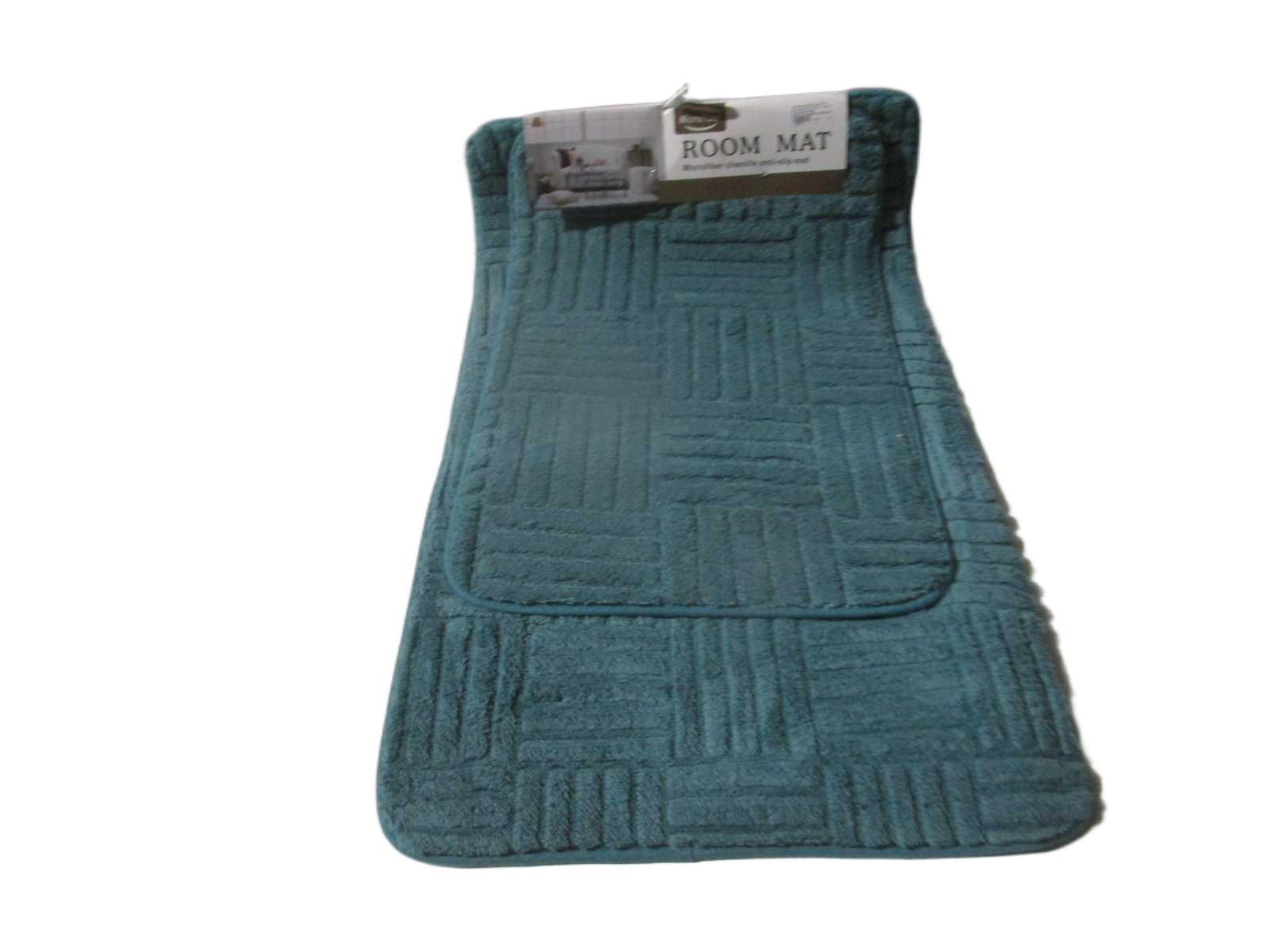 Mat Microfiber Chenille Anti-Slip Set Of 2pc 0.8cm Lake Blue 40x60 50x80