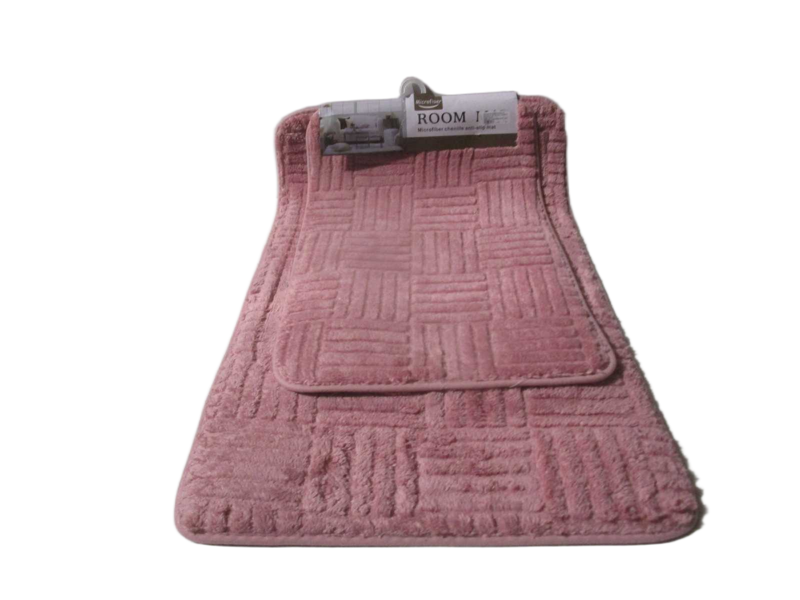 Mat Microfiber Chenille Anti-Slip Set Of 2pc 0.8cm Pink 40x60 50x80