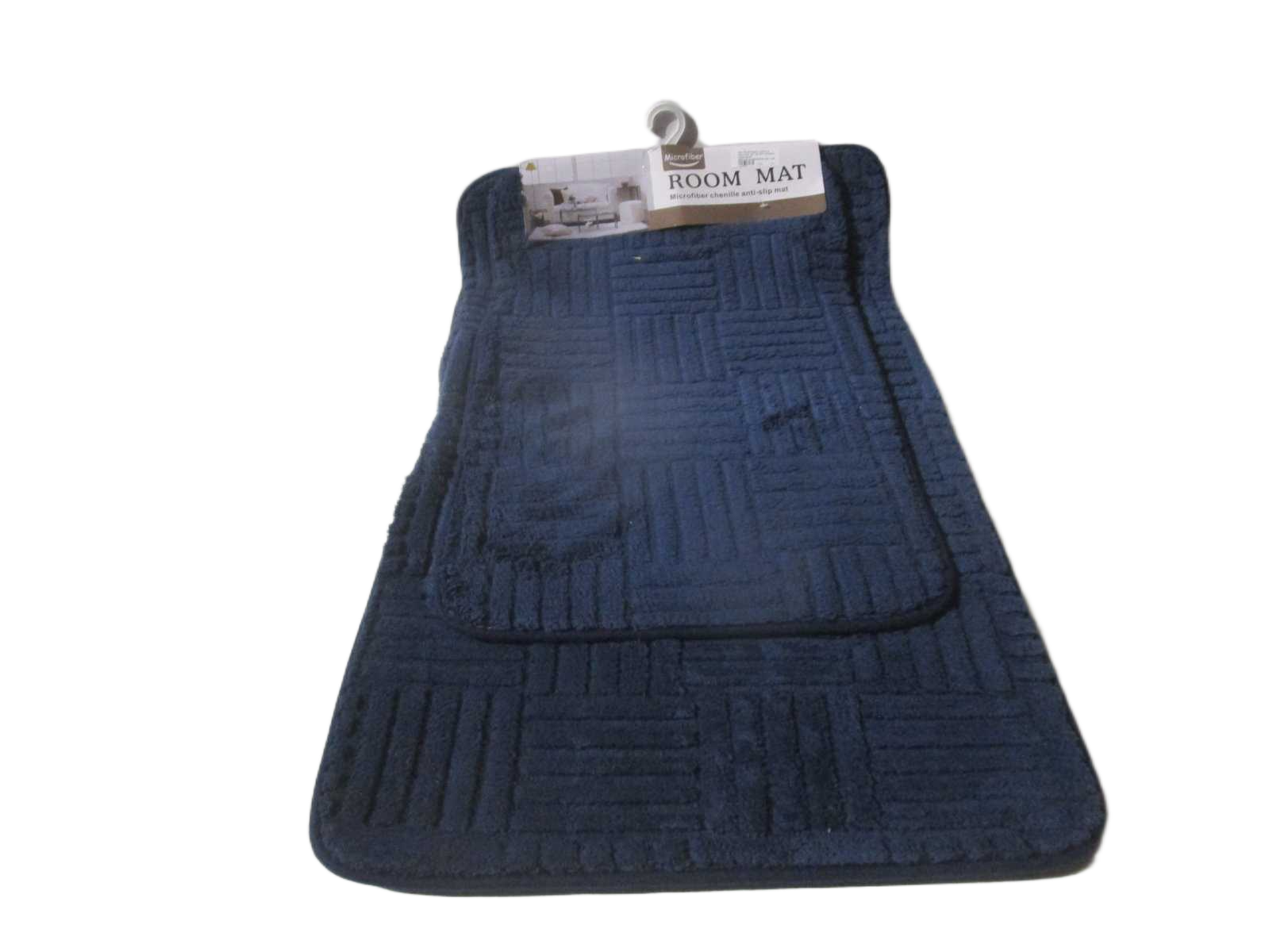 Mat Microfiber Chenille Anti-Slip Set Of 2pc 0.8cm Blue 40x60 50x80