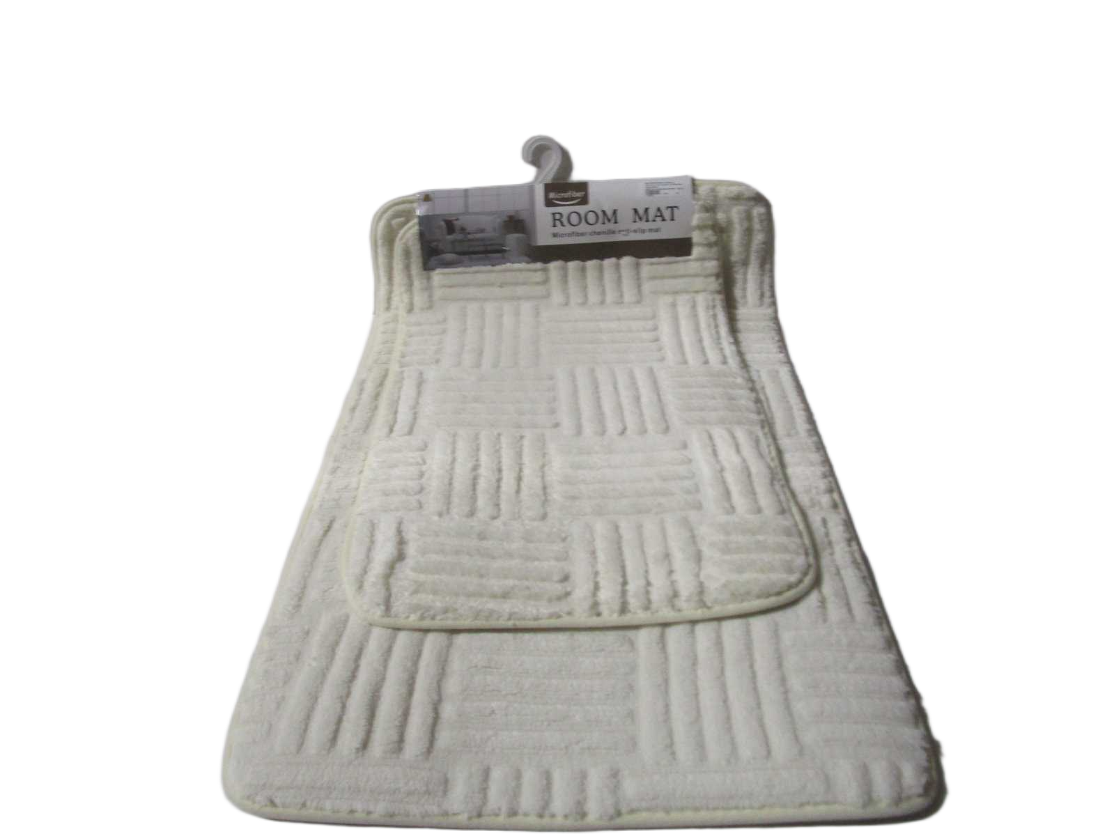 Mat Microfiber Chenille Anti-Slip Set Of 2pc 0.8cm Whie 40x60 50x80