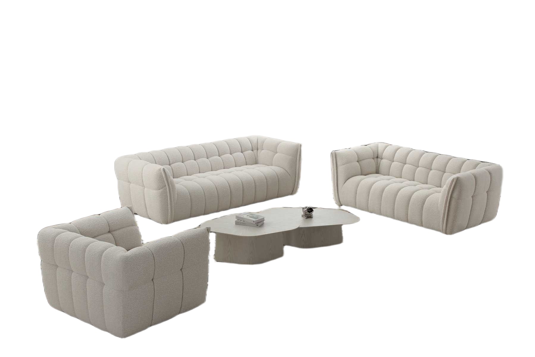 Sofa Set 3+2+1 White Ch492-02 249x106x76 207x106x76 122x106x76