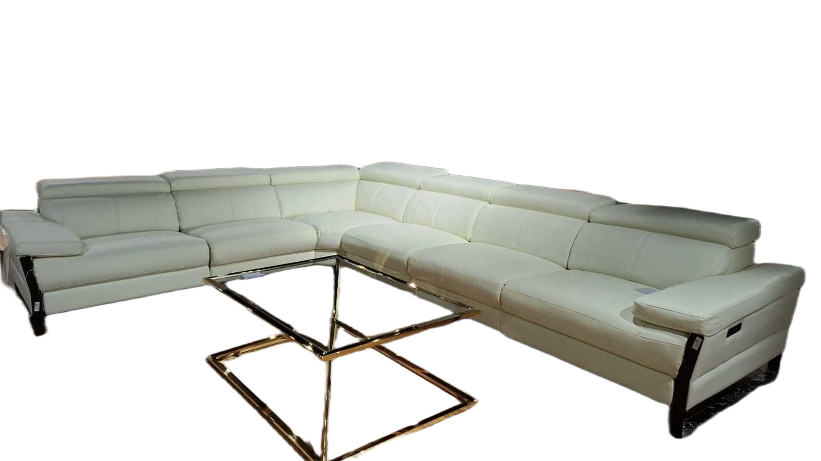 Sofa Corner 810 White Leather, Bonded Leather, Wood, Foam 3s:220x99x102 2s:166x99x102 1s:106x99x102